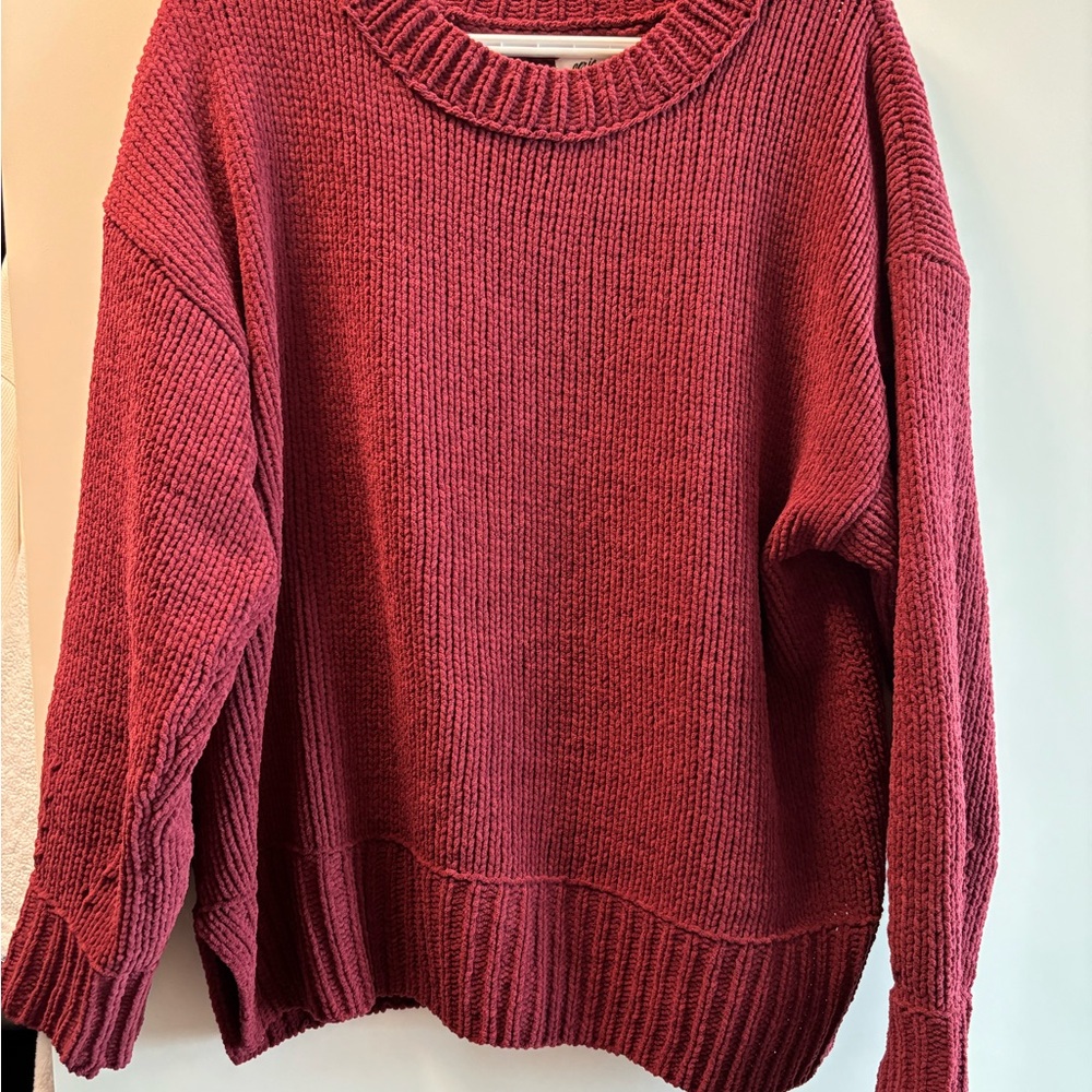 Aerie Women's Textured Knit Sweater - Rich Burgundy